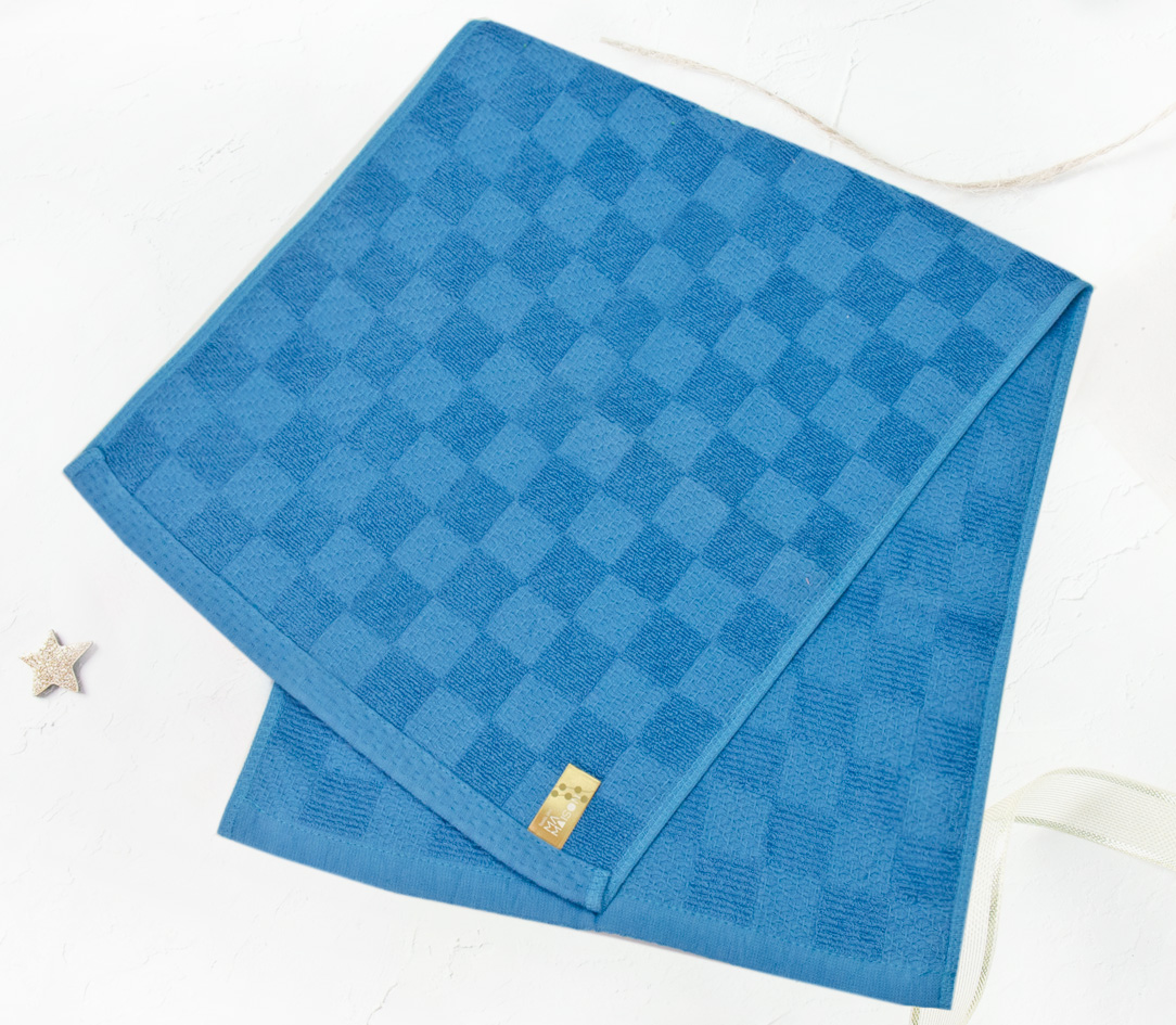 編紋毛巾-藍色