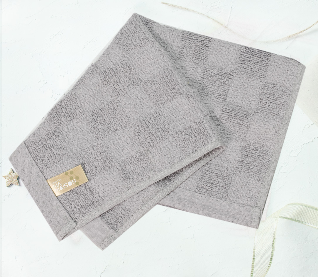 編紋方巾-灰色