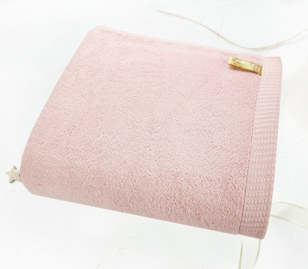 編紋浴巾-粉色